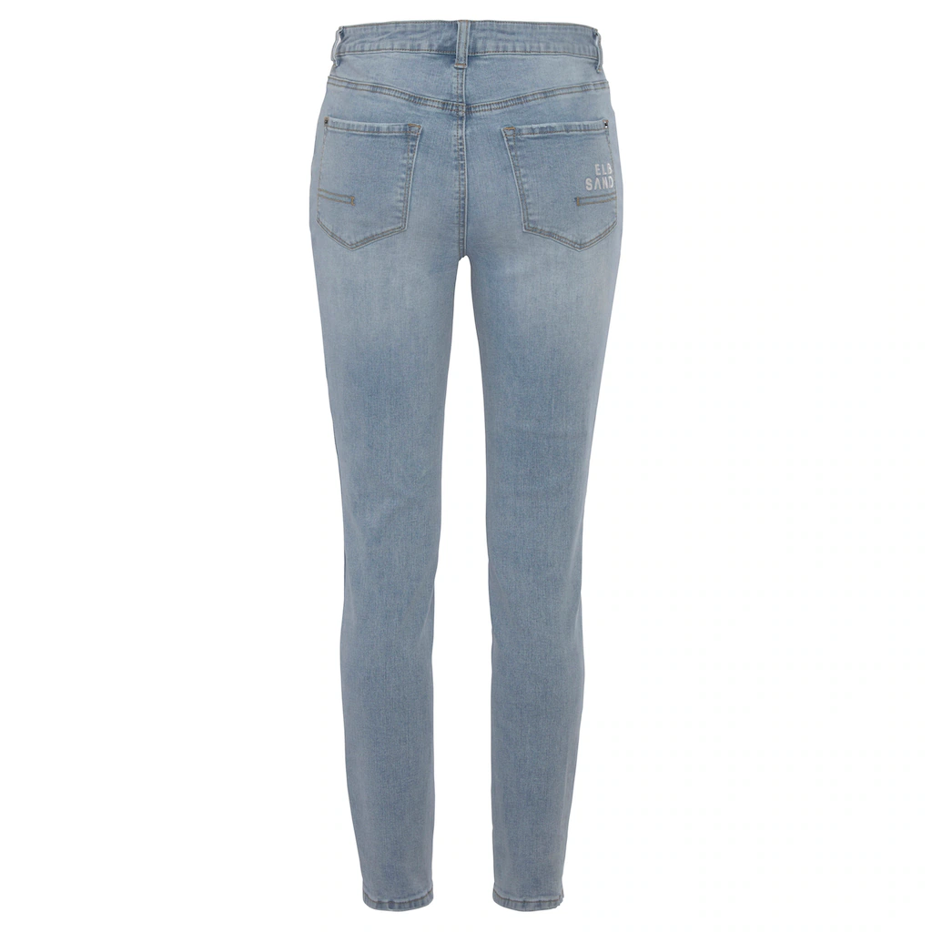 Elbsand Slim-fit-Jeans mit Logodruck schmale Passform softe Denimqualität Räumungsverkauf
