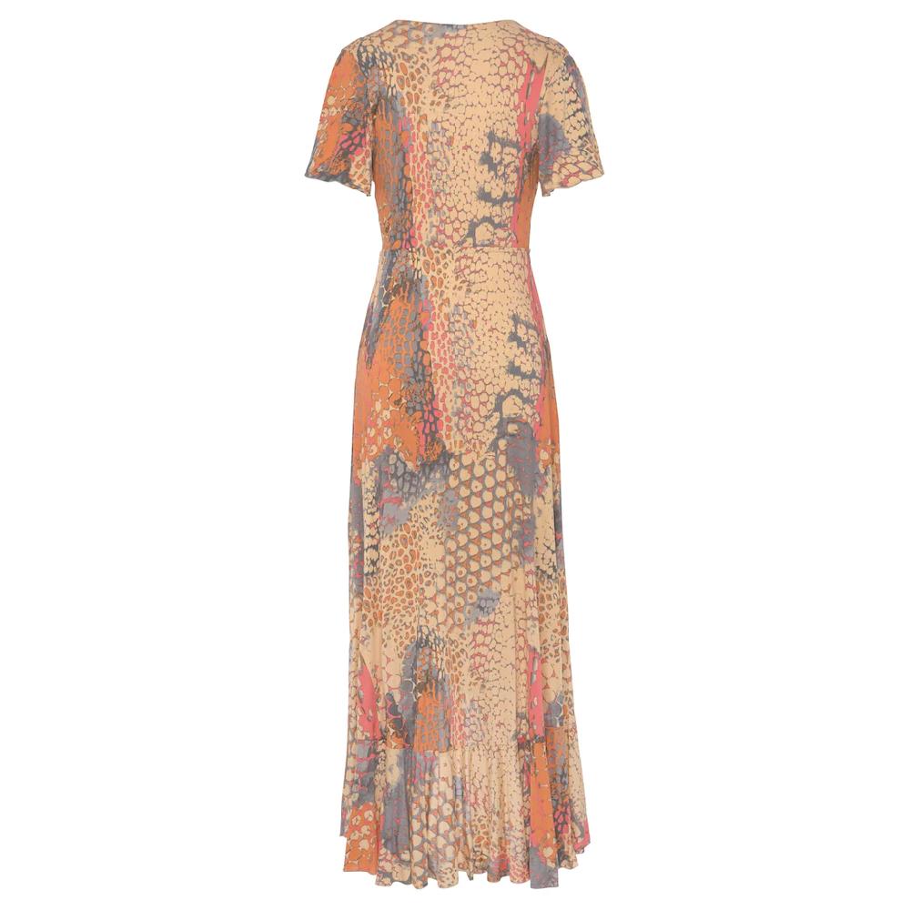 Buffalo Maxikleid mit Animalprint Schlitz und Volant Flügelärmel Druckkleid Kauf eins, bekomm eins gratis