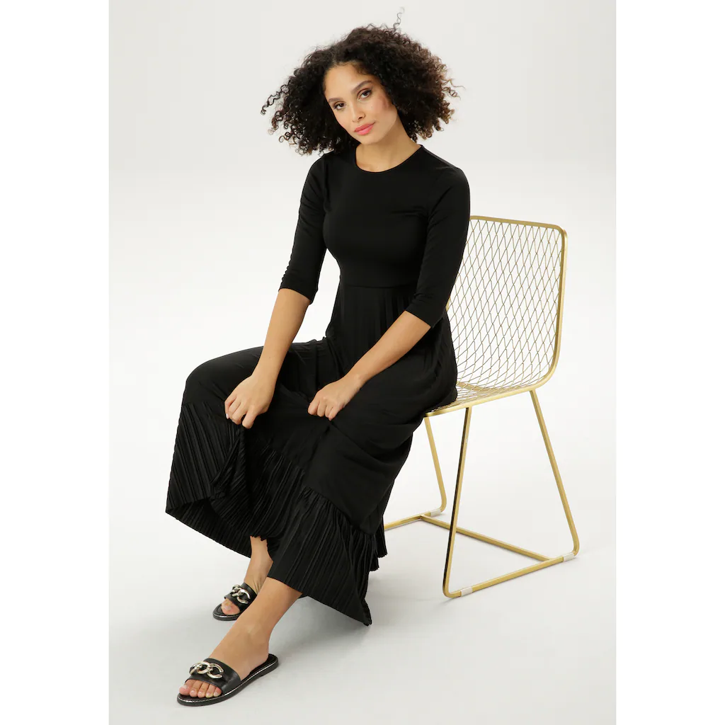 Aniston CASUAL Maxikleid Rockteil mit Volant aus Plissee VIP-Rabatte