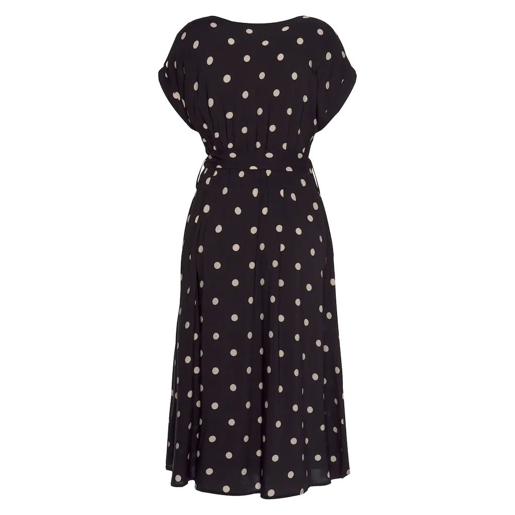 LASCANA Midikleid (mit Gürtel) mit Punktedruck und Taschen Sommerkleid Tiefpreis