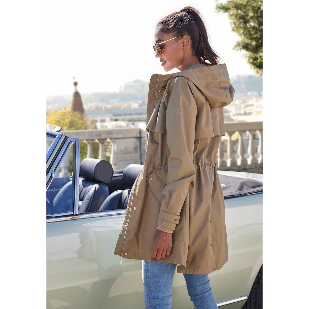 French Connection Outdoorjacke mit Kapuze Saumschlitz mit Druckknöpfen auf der Rückseite Begrenzte Freigabe