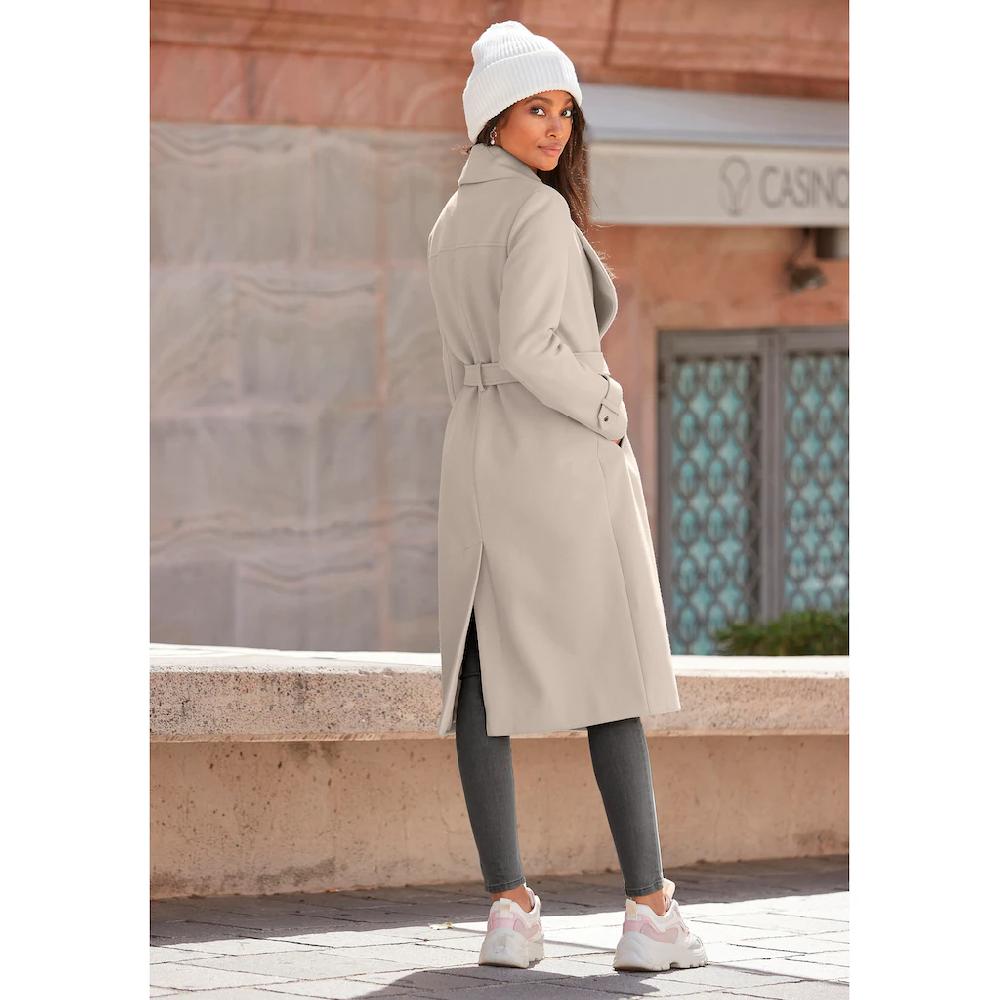 LASCANA Langmantel mit Bindegürtel und Taschen eleganter Damenmantel Bis zu 50% Rabatt