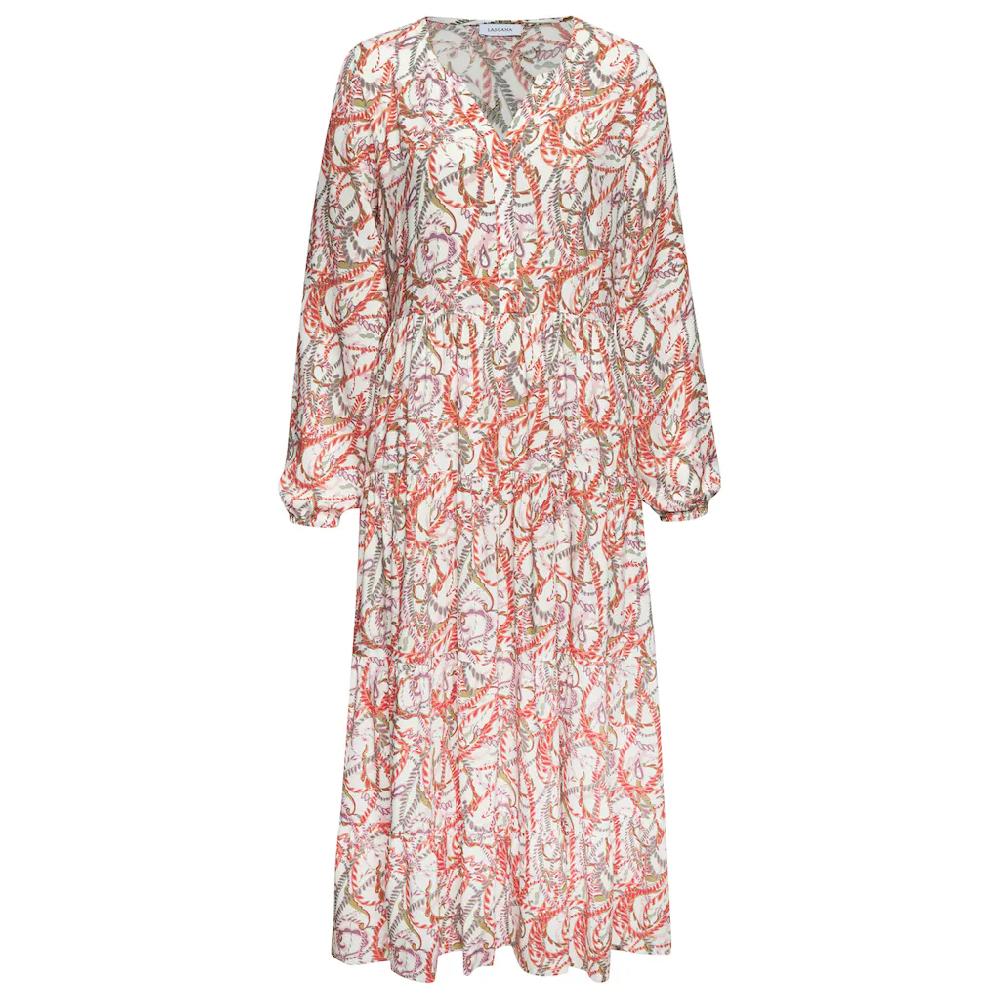 LASCANA Maxikleid mit Alloverprint und Volants langärmlig Druckkleid casual-chic Bis zu 60% Rabatt