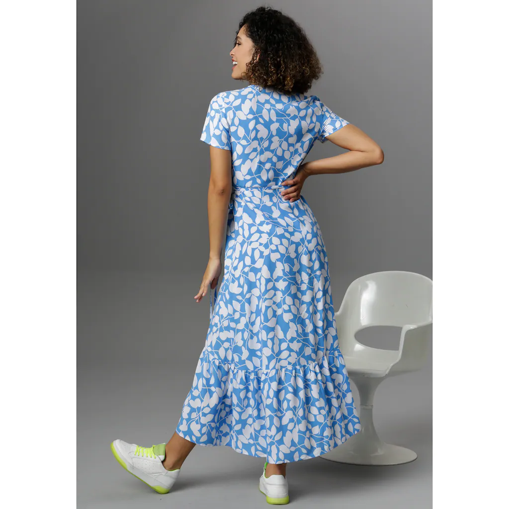 Aniston CASUAL Wickelkleid mit graphischen Blätterdruck Sonderangebot der Fabrik
