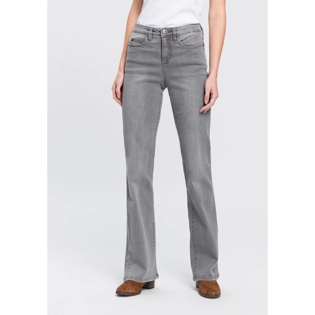 Arizona Bootcut-Jeans »Comfort-Fit« ausgestellte Beinform mit Eingrifftaschen High-Waist Fabrikladen