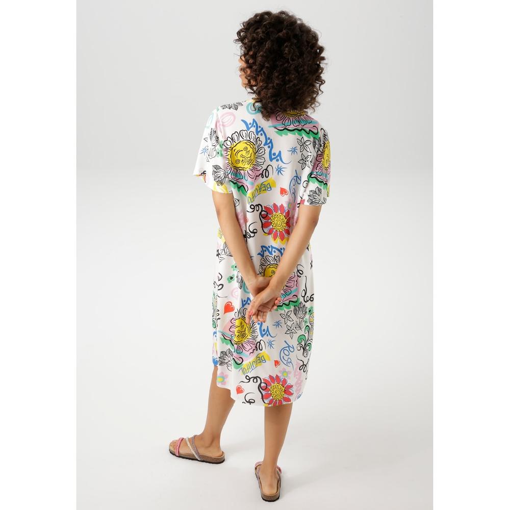 Aniston CASUAL Sommerkleid mit farbenfrohem kunstvollen Druck - NEUE KOLLEKTION 50% Rabatt für begrenzte Zeit