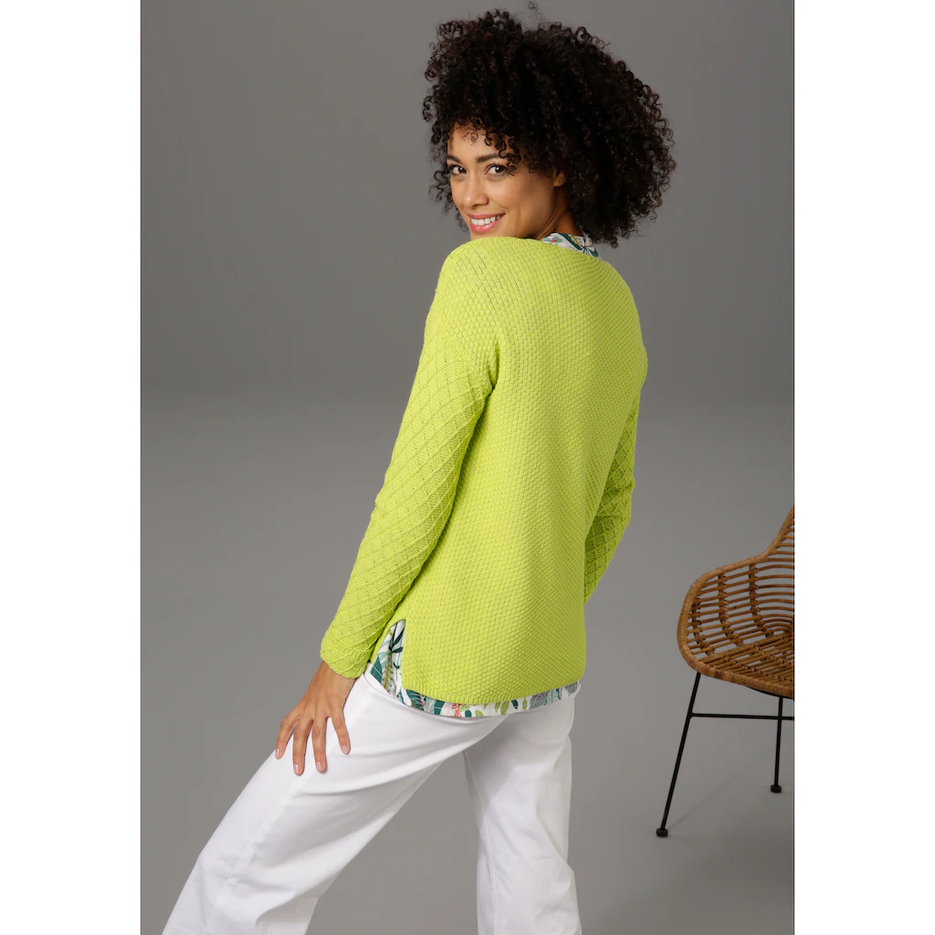 Aniston CASUAL V-Ausschnitt-Pullover im trendigen Mustermix Rabatte dieses Monats