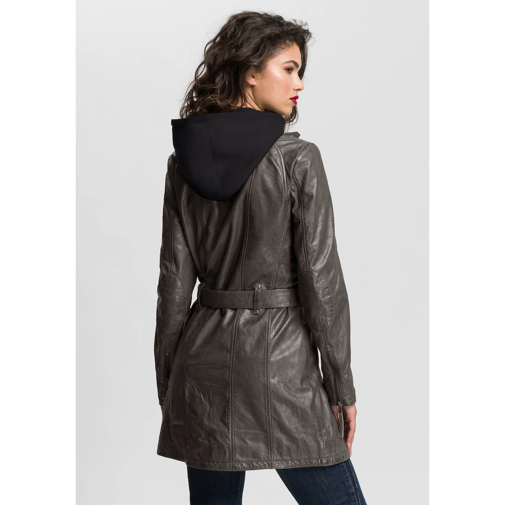 Mauritius Ledermantel »BENTE2« (mit Gürtel) lange Lederjacke mit Gürtel & abnehmbarem Kapuzen-Inlay Schlussverkauf
