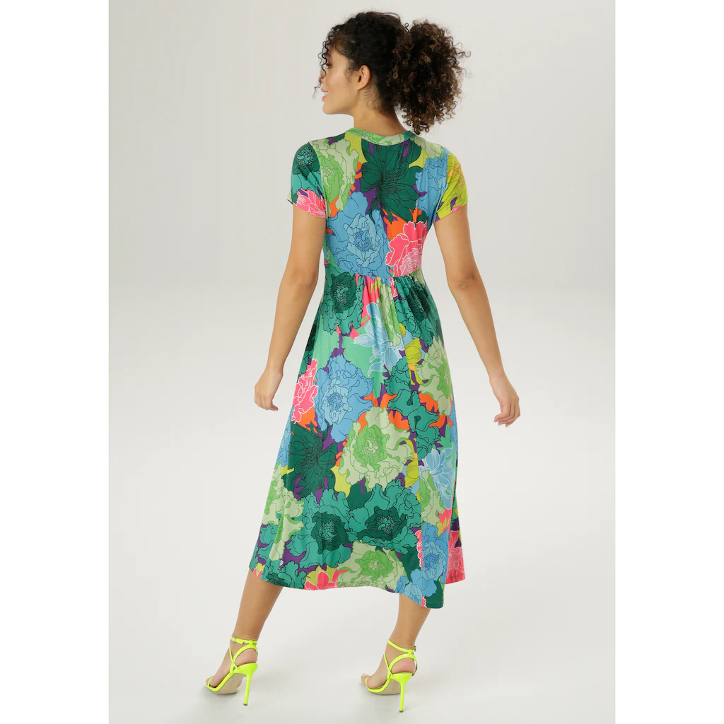 Aniston CASUAL Sommerkleid mit großflächigem graphischem Blumendruck Kostenloser Versand