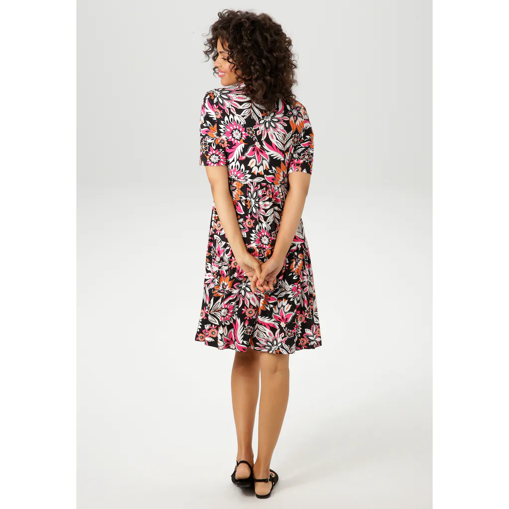 Aniston CASUAL Sommerkleid mit extravagantem Blumendruck- jedes Teil ein Unikat - NEUE KOLLEKTION Rabatt
