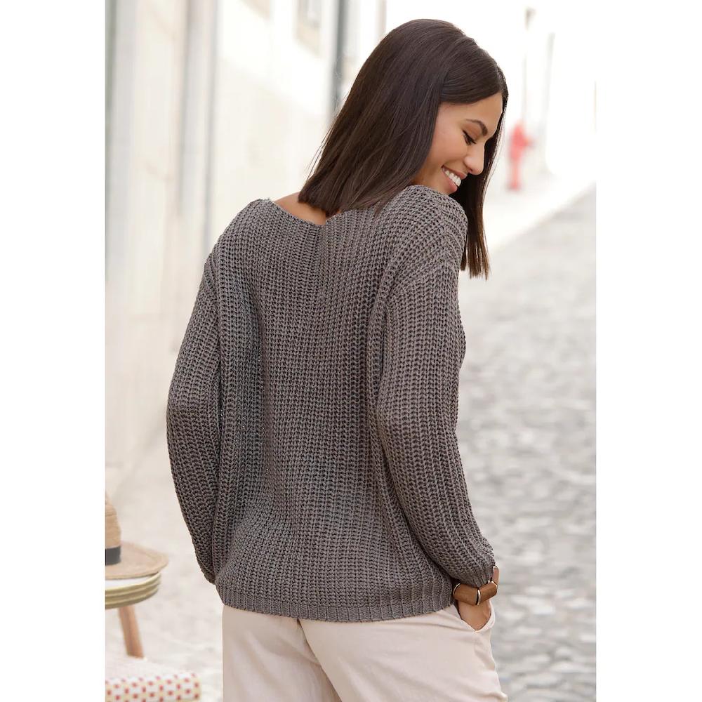 LASCANA Rundhalspullover aus weichem Grobstrick lockerer Strickpullover Damenpullover Exklusivangebot
