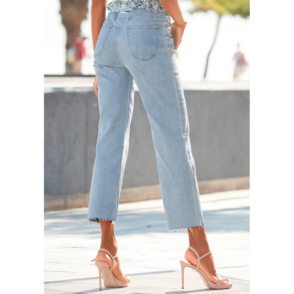 Buffalo Weite Jeans mit leicht ausgefranstem Beinabschluss Culotte Jeans in 7/8-Länge Jubiläumsangebot
