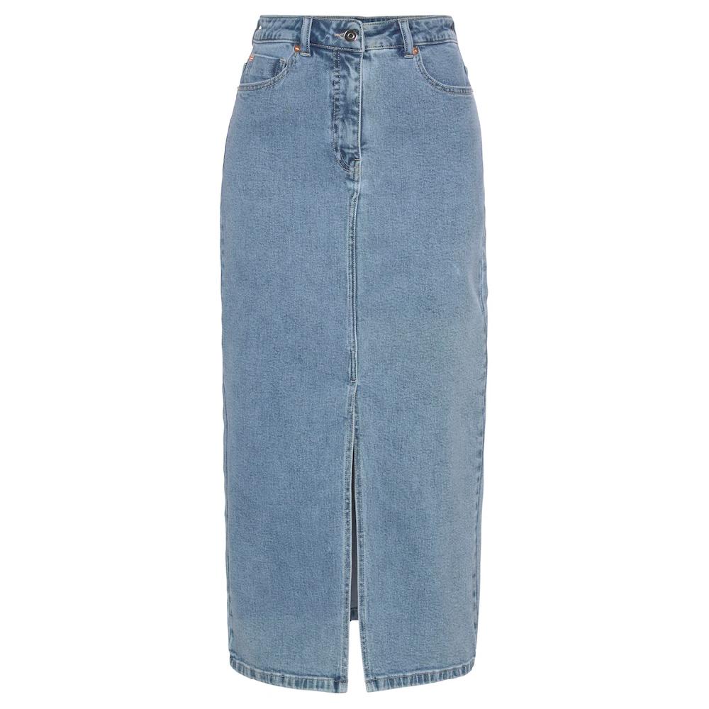Buffalo Jeansrock in modischer Midilänge elastischer Denimrock mit Schlitz Sommerrock Exklusive Angebote