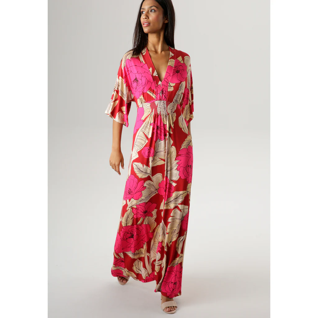 Aniston SELECTED Sommerkleid mit großflächigem Blüten- und Blätterdruck Tiefpreis