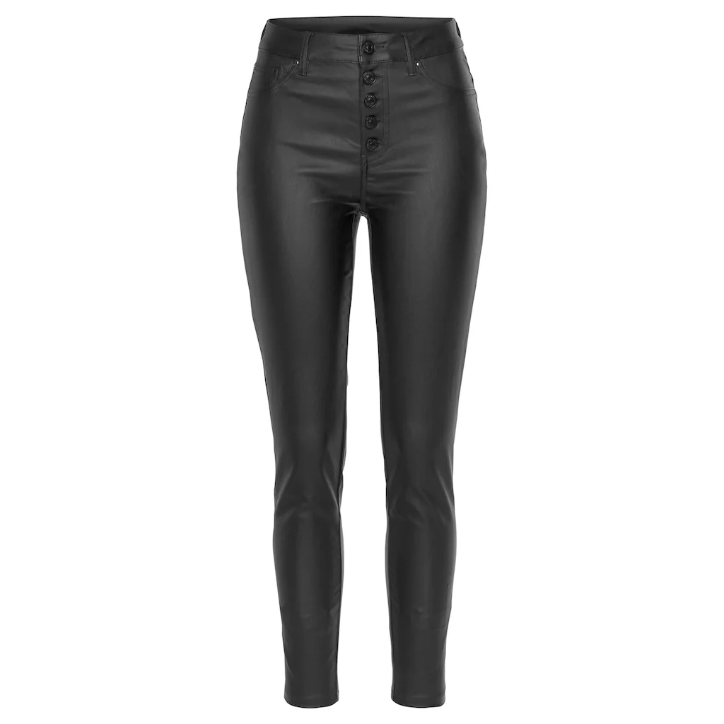LASCANA Lederimitathose mit sichtbarer Knopfleiste enge Kunstlederhose casual-chic Wochenangebot
