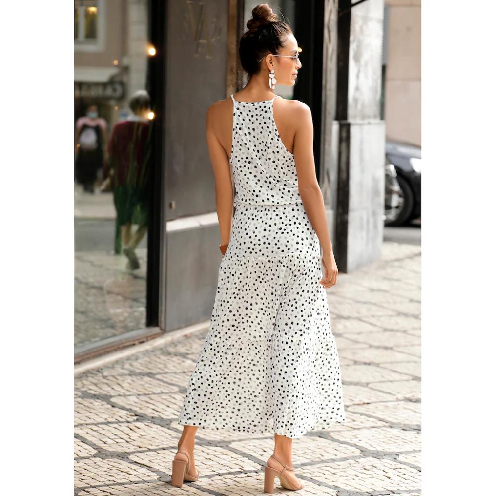 Buffalo Maxikleid mit Pünktchendruck fließendes Sommerkleid Jerseykleid JETZT KAUFEN
