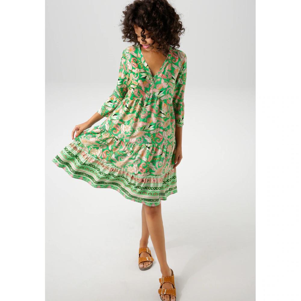 Aniston CASUAL Tunikakleid mit fantasievolle farbharmonischen Druck - NEUE KOLLEKTION Bis zu 50% Rabatt