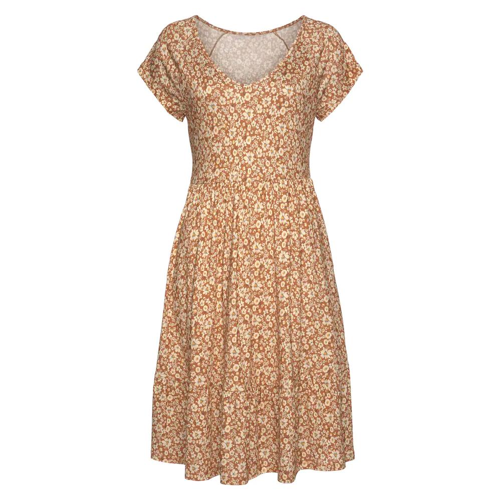 Buffalo Jerseykleid mit Blümchenprint und V-Ausschnitt Sommerkleid Strandkleid Bis zu 60% Rabatt