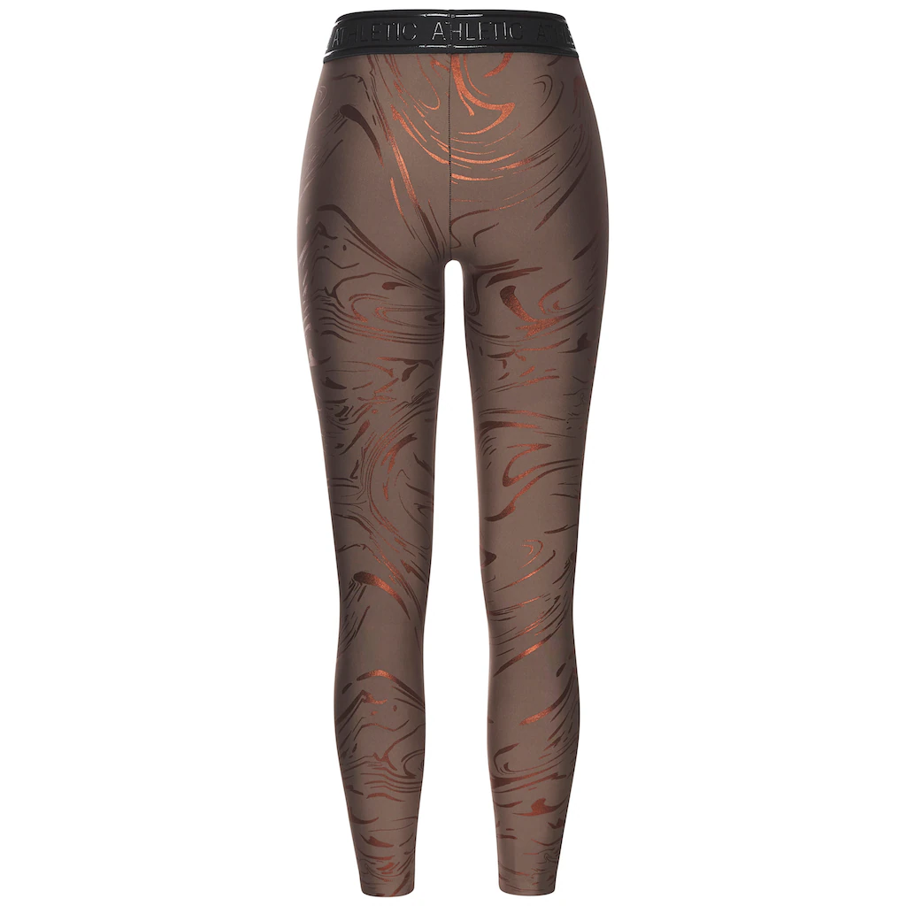 LASCANA ACTIVE Funktionsleggings Sportleggings mit glänzendem Print und 3D Schriftzug Bis zu 55% Rabatt