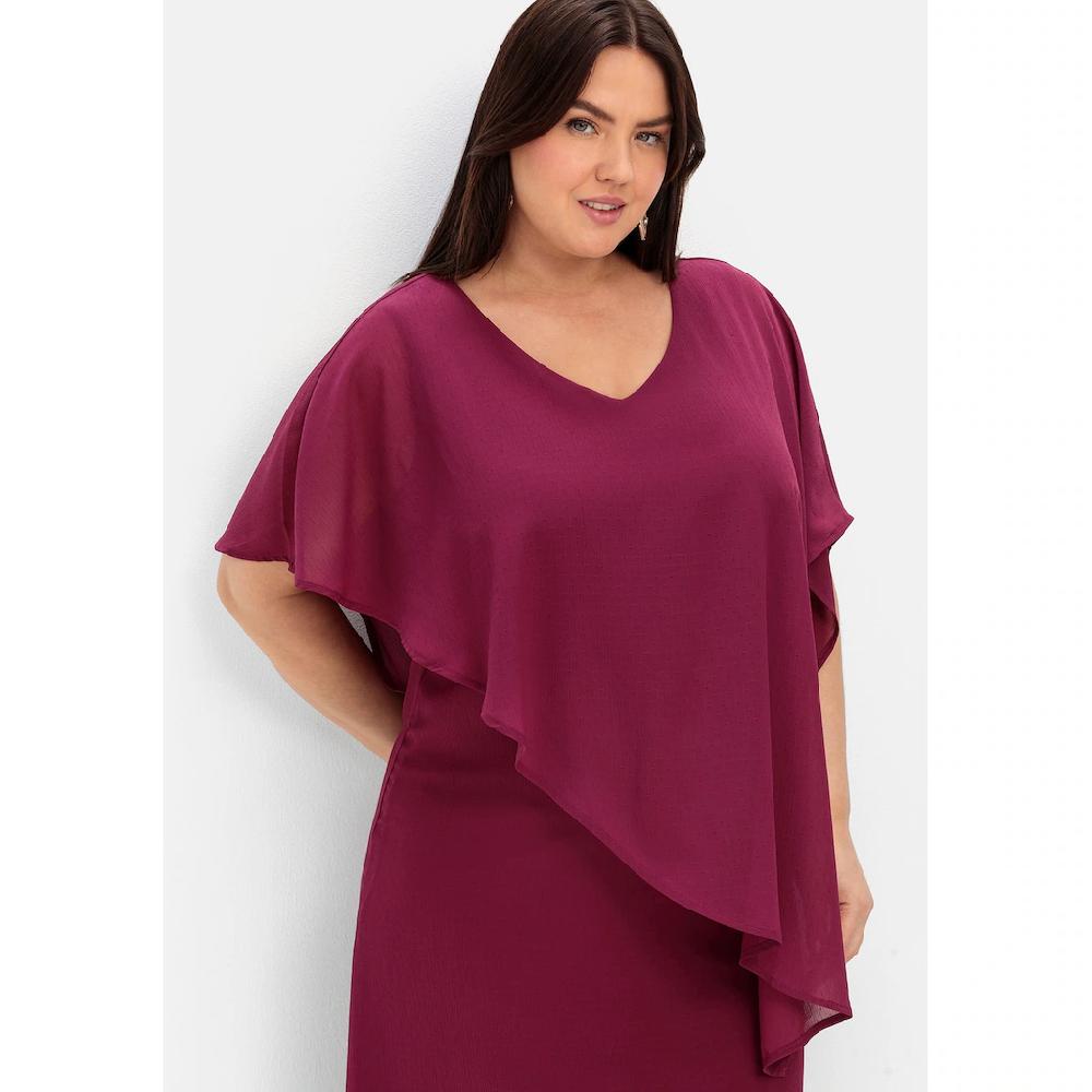 Sheego Cocktailkleid »Große Größen« mit asymetrischem Cape Nur noch ein Tag übrig