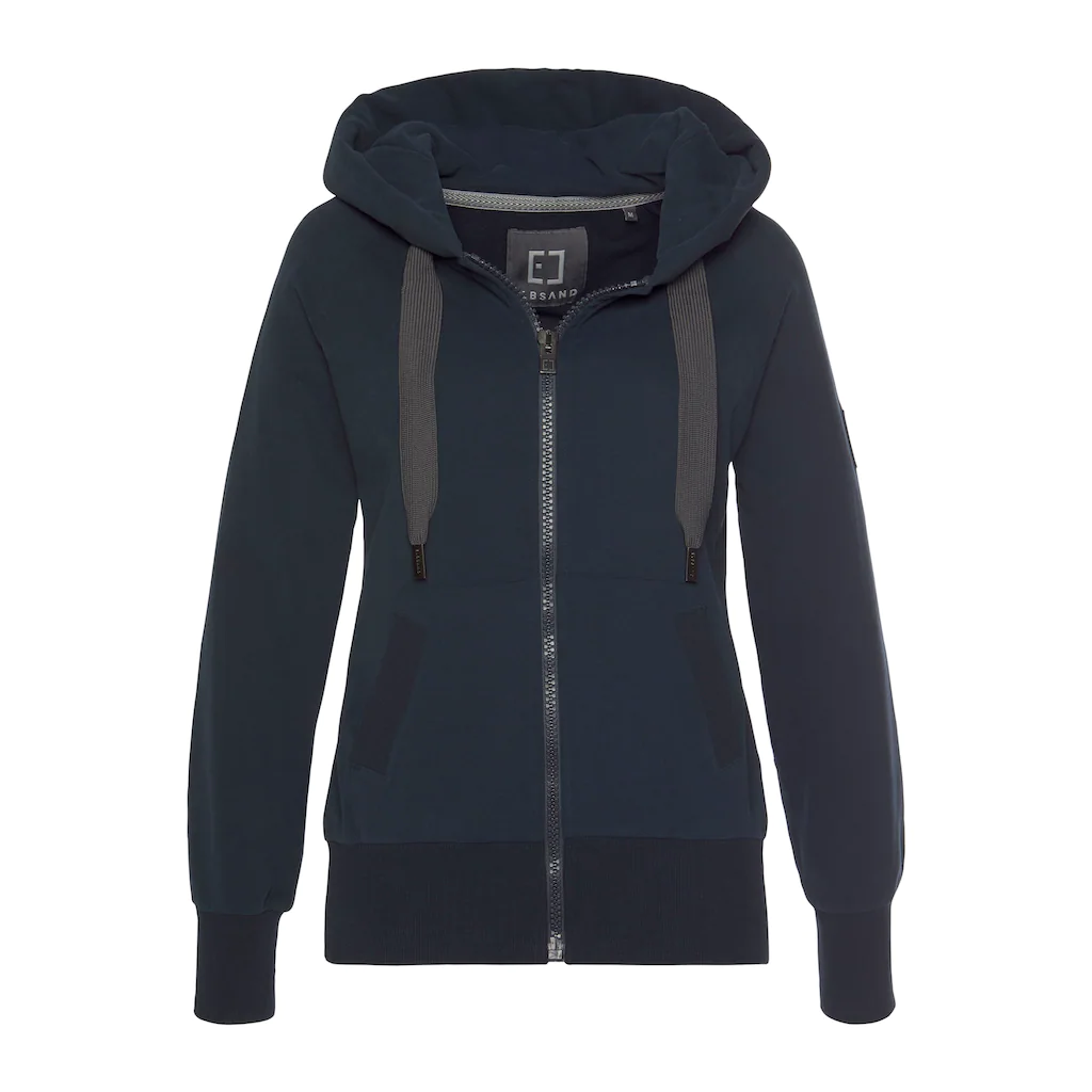 Elbsand Sweatjacke mit Logo-Stickerei an der Kapuze bequeme Freizeitjacke mit Taschen Clearance-Verkauf