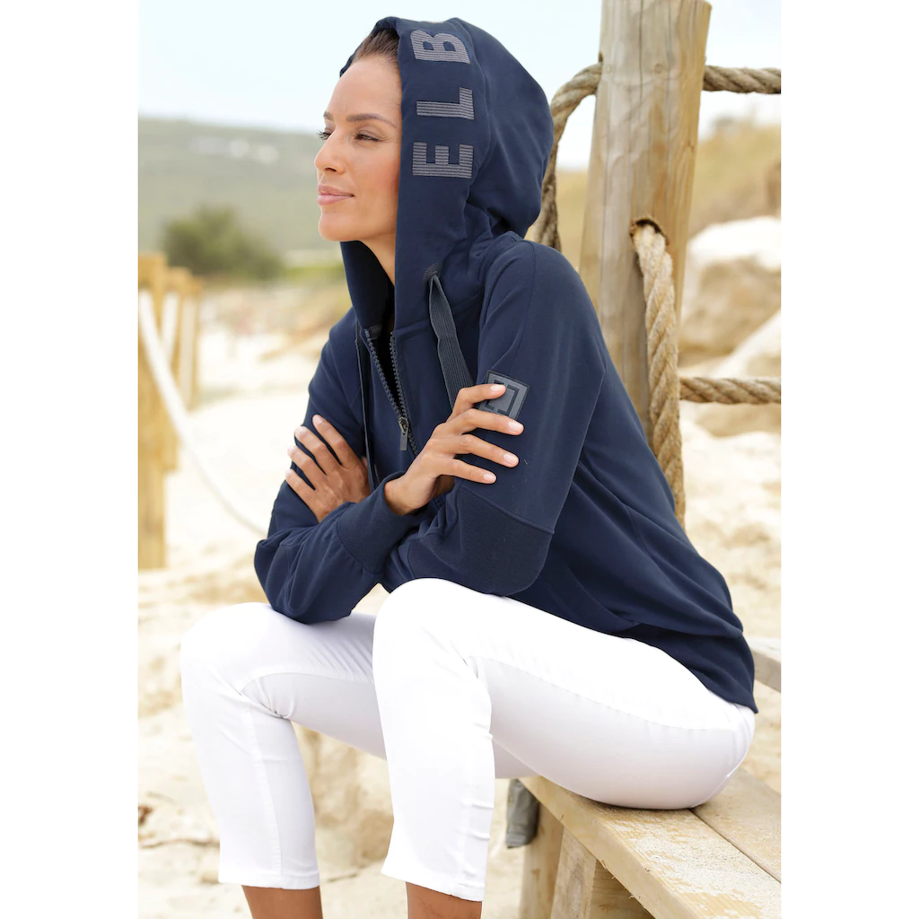Elbsand Sweatjacke mit Logo-Stickerei an der Kapuze bequeme Freizeitjacke mit Taschen Clearance-Verkauf