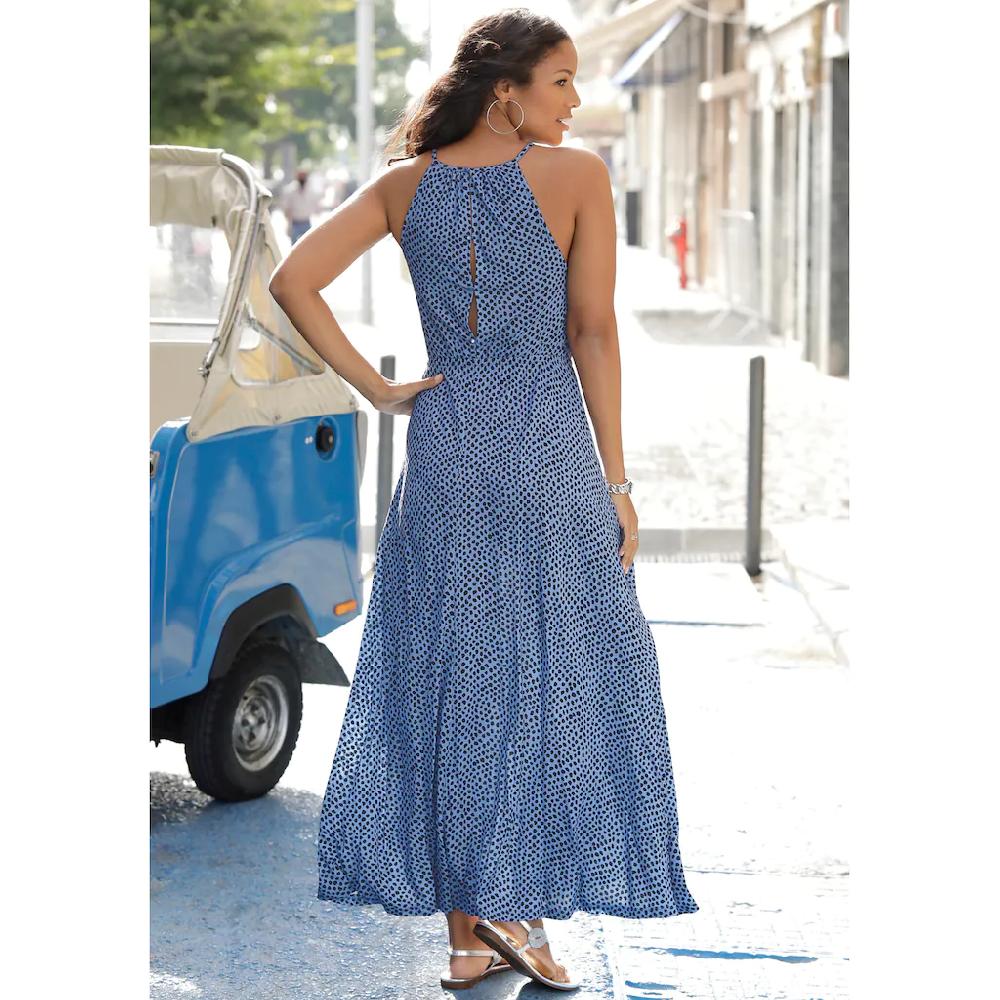 LASCANA Maxikleid mit Alloverdruck luftiges Sommerkleid Strandkleid Kostenloser Versand international