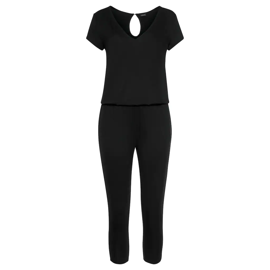 LASCANA 7/8-Overall mit V-Ausschnitt kurzärmliger Jumpsuit Basic Auslauf