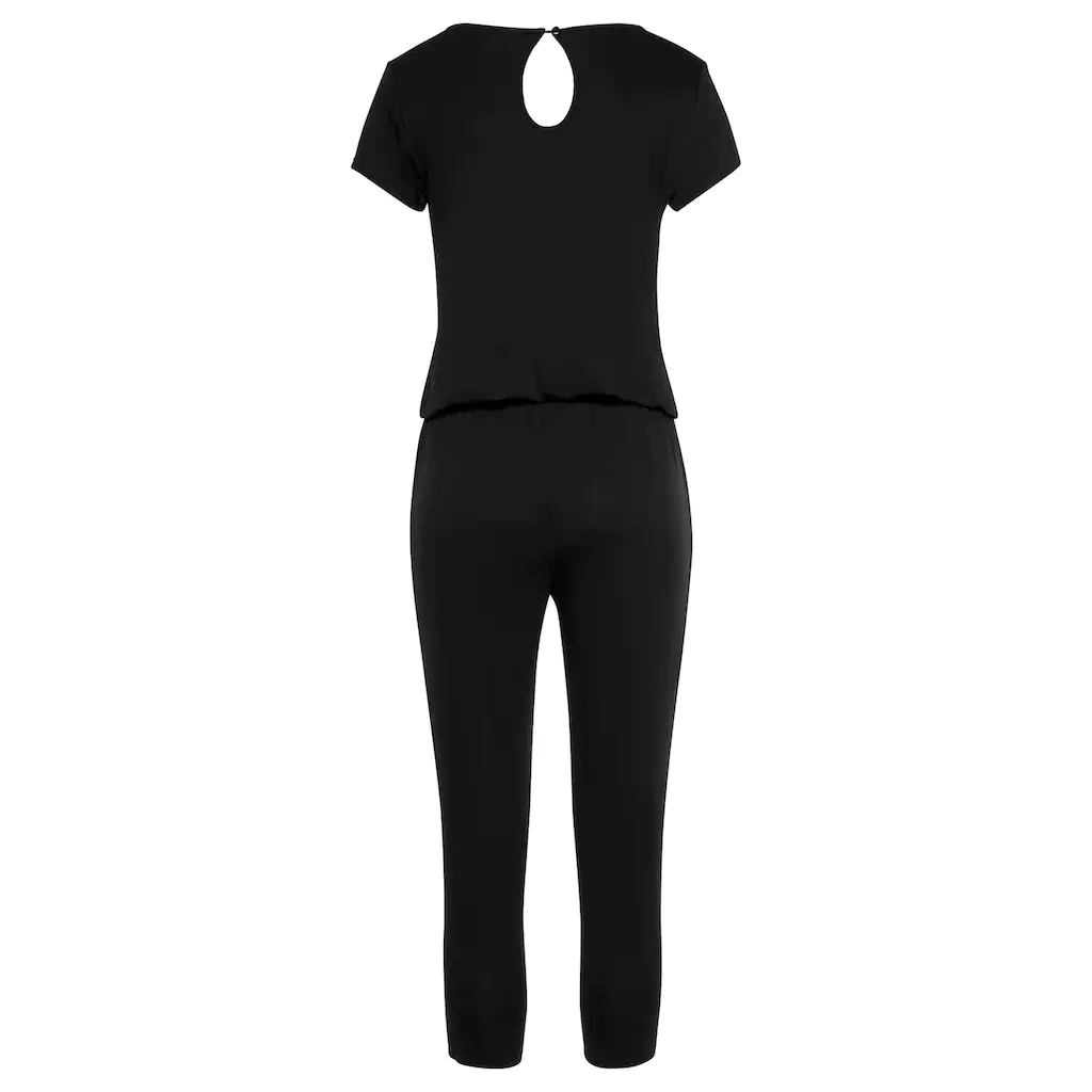 LASCANA 7/8-Overall mit V-Ausschnitt kurzärmliger Jumpsuit Basic Auslauf