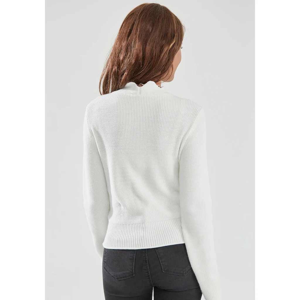 LASCANA Strickpullover mit Wellenkante modischer Damenpullover mit besonderem Ausschnitt Verkauf