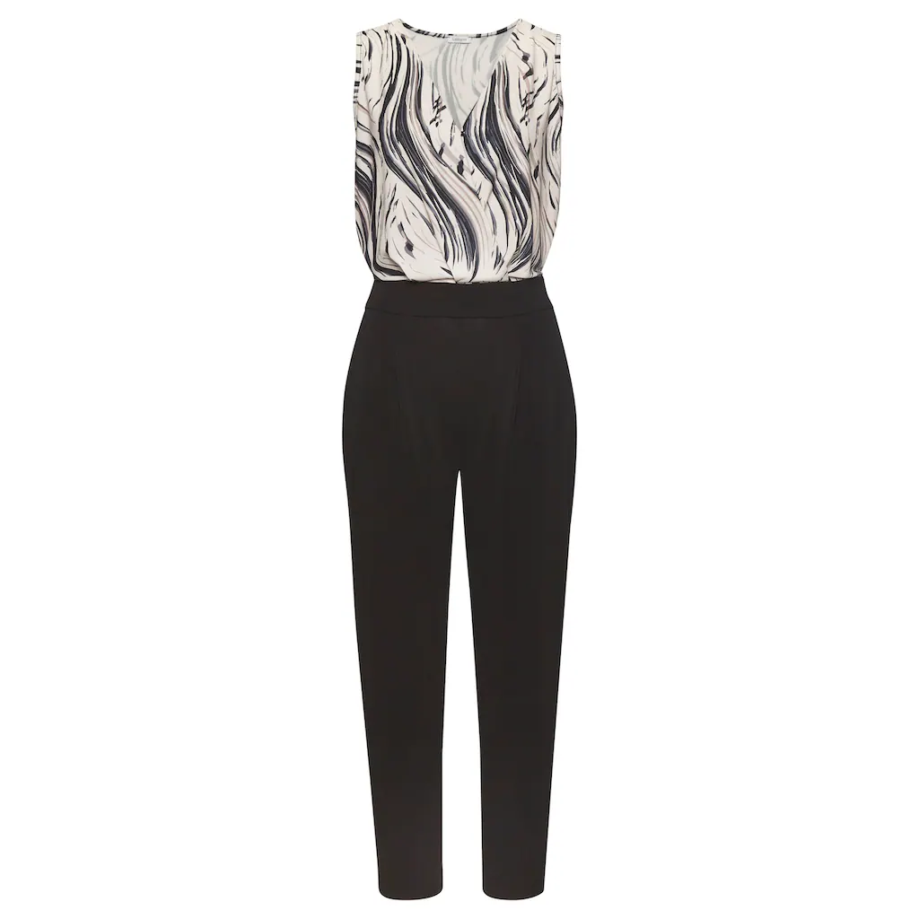 LASCANA Overall mit bedrucktem Oberteil eleganter Jumpsuit Business-Look festlich Meist gekauft