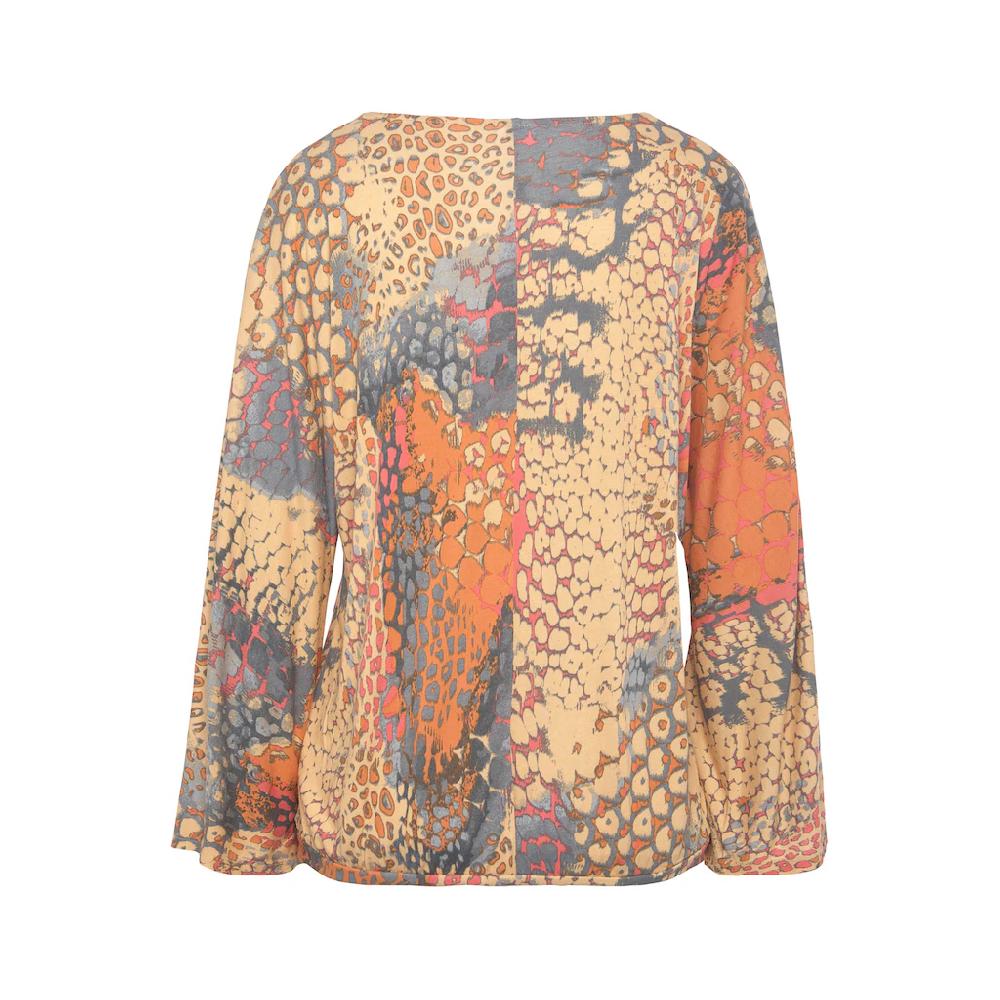 Buffalo Fledermausshirt mit Animaldruck lockere Bluse mit V-Ausschnitt Blusenshirt Fabrik Onlineshop