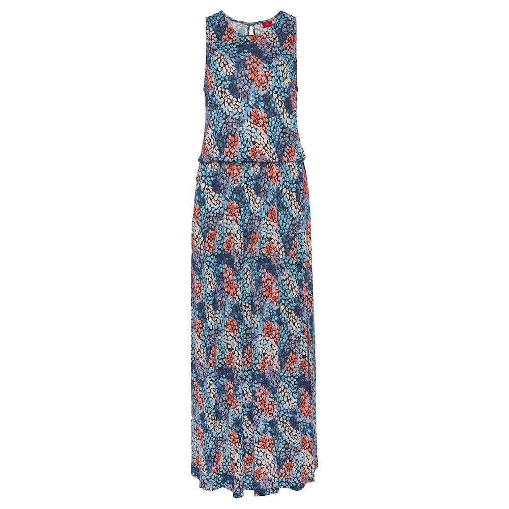 s.Oliver Maxikleid mit Tupfenprint und Schlitz weiches Jerseykleid Sommerkleid Preisnachlass