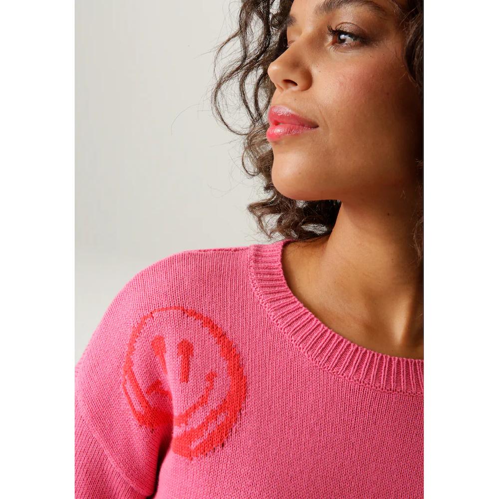 Aniston CASUAL Strickpullover mit eingestrickten Smileys Saisonschlussverkauf