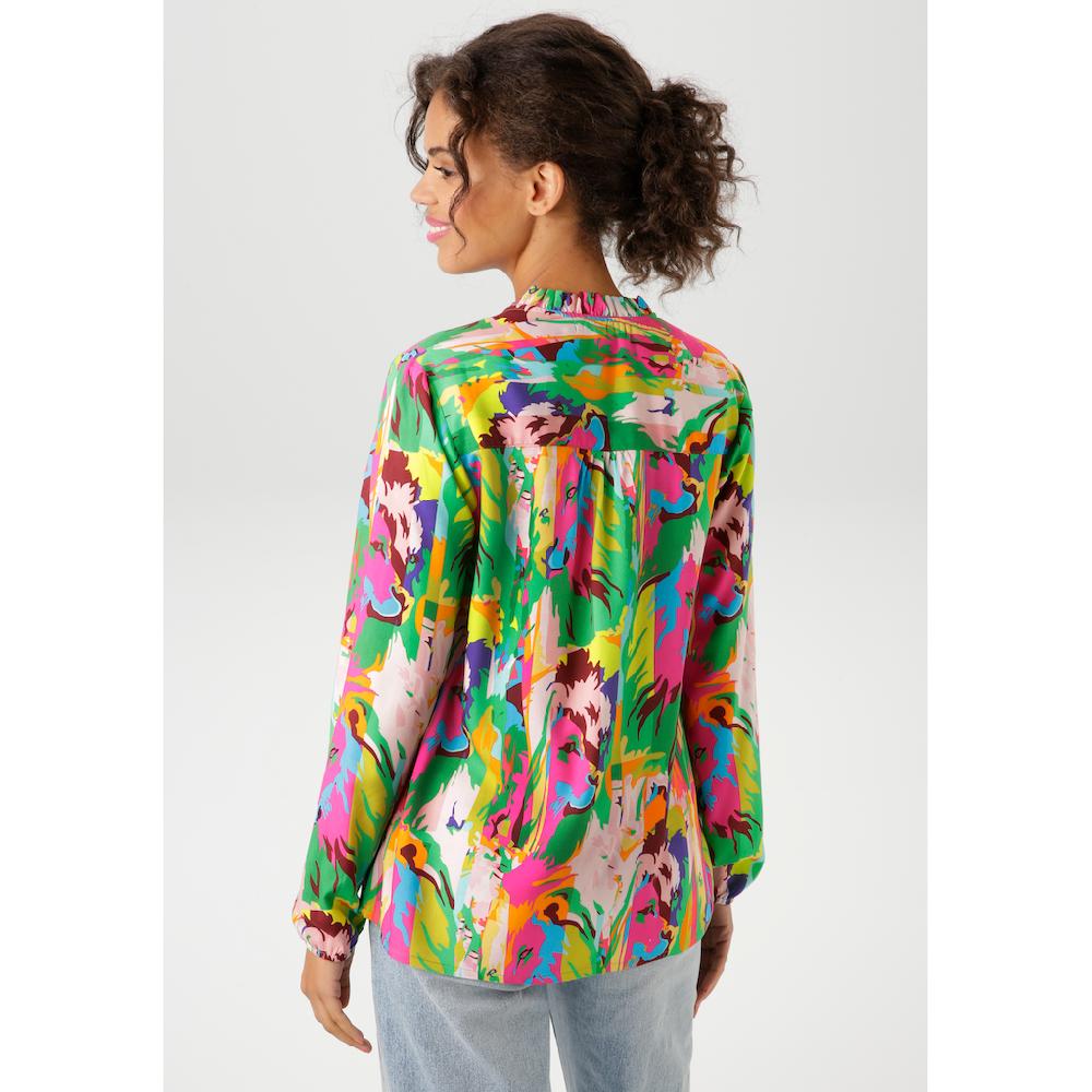 Aniston CASUAL Schlupfbluse mit Löwenköpfen im farbenfrohen Dschungel-Print - NEUE KOLLEKTION Online Outlet