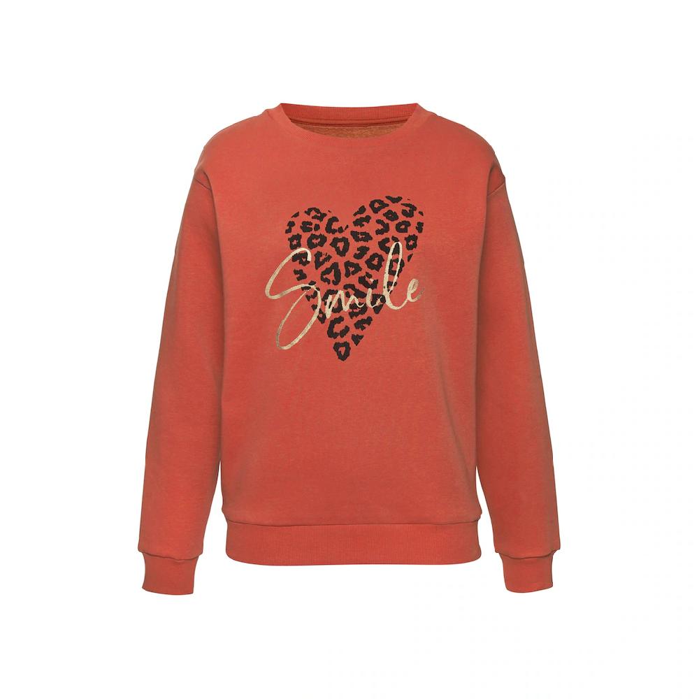 LASCANA Sweatshirt Loungehirt mit Herz-Leo-Druck Loungewear Kostenlose Rückgabe