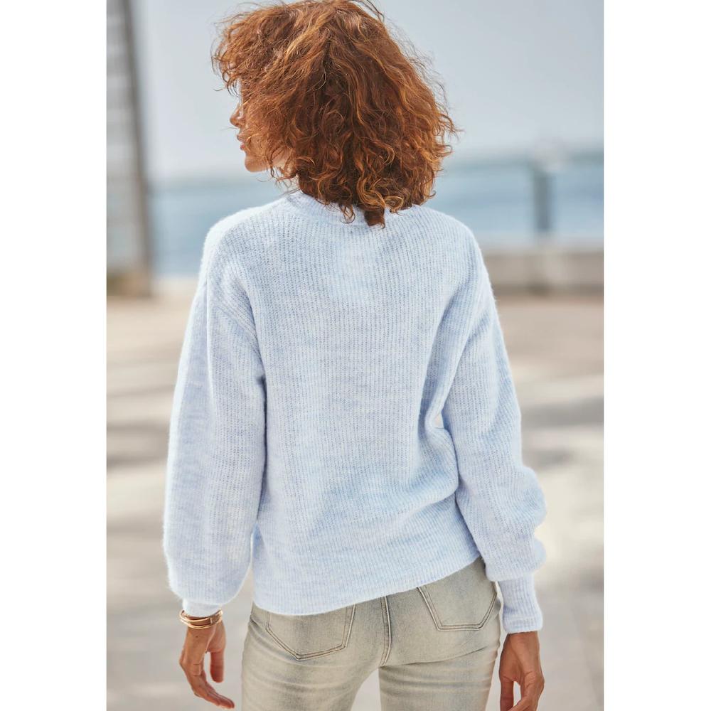 LASCANA Strickpullover in Melange-Optik lockerer Damenpullover Basic Nur noch ein Tag übrig
