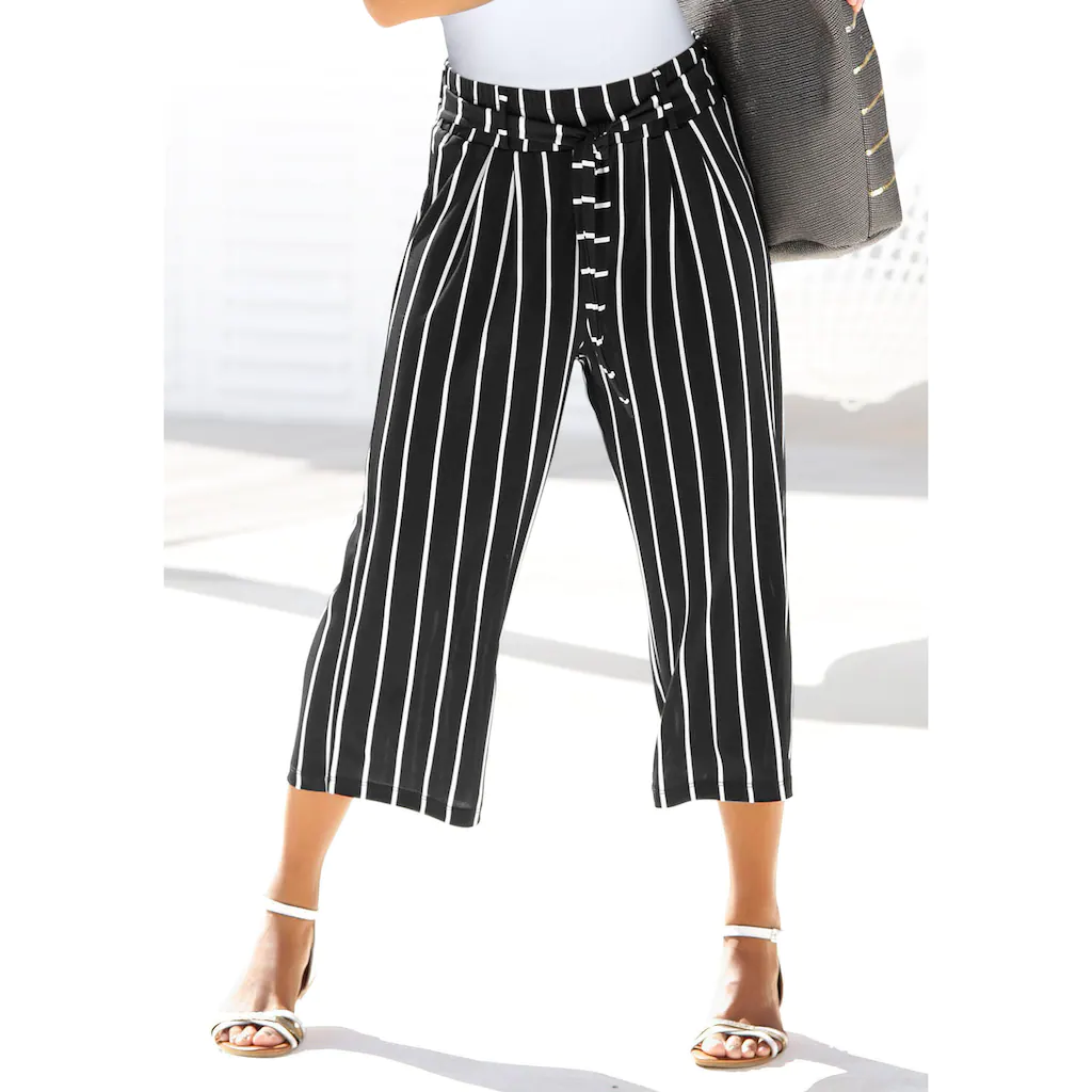 LASCANA Culotte (mit Bindegürtel) in 7/8-Länge und Bindegürtel Stoffhose elegant und sommerlich