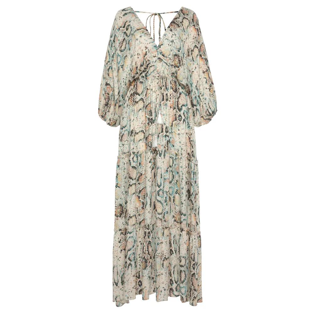 Buffalo Maxikleid mit Schlangenmuster und V-Ausschnitt Sommerkleid causal-chic Kostenloser Versand international