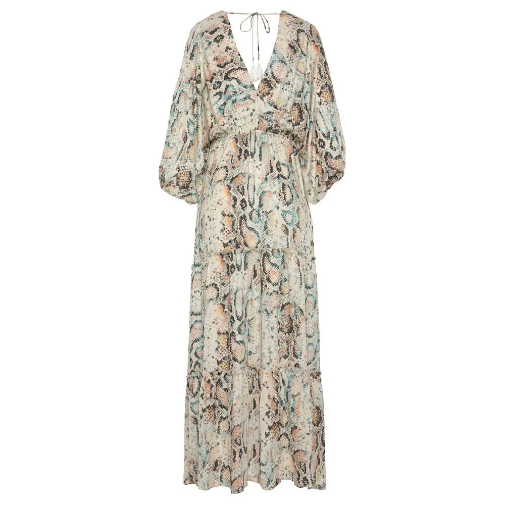 Buffalo Maxikleid mit Schlangenmuster und V-Ausschnitt Sommerkleid causal-chic Kostenloser Versand international
