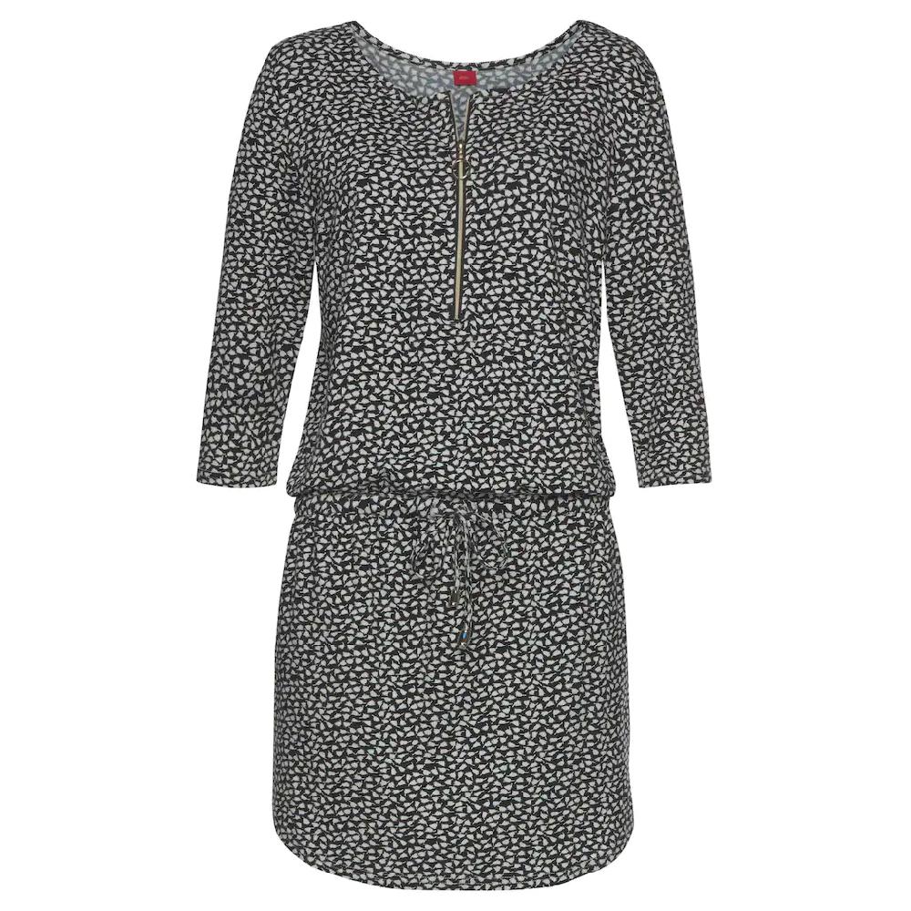 s.Oliver Sommerkleid mit Reißverschluss und 3/4-Ärmeln Jerseykleid mit Taschen Im Verkauf