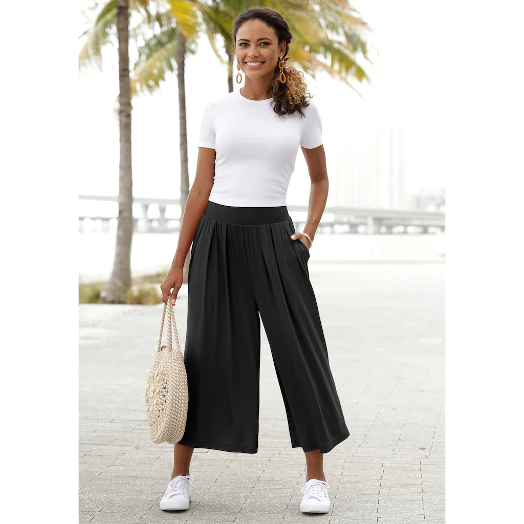 LASCANA Culotte mit extra-weitem Bein und Taschen bequeme Jerseyhose zollfrei