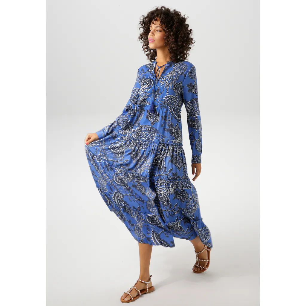 Aniston CASUAL Maxikleid mit extravagantem großflächigen Druck - NEUE KOLLEKTION 50% Rabatt für begrenzte Zeit