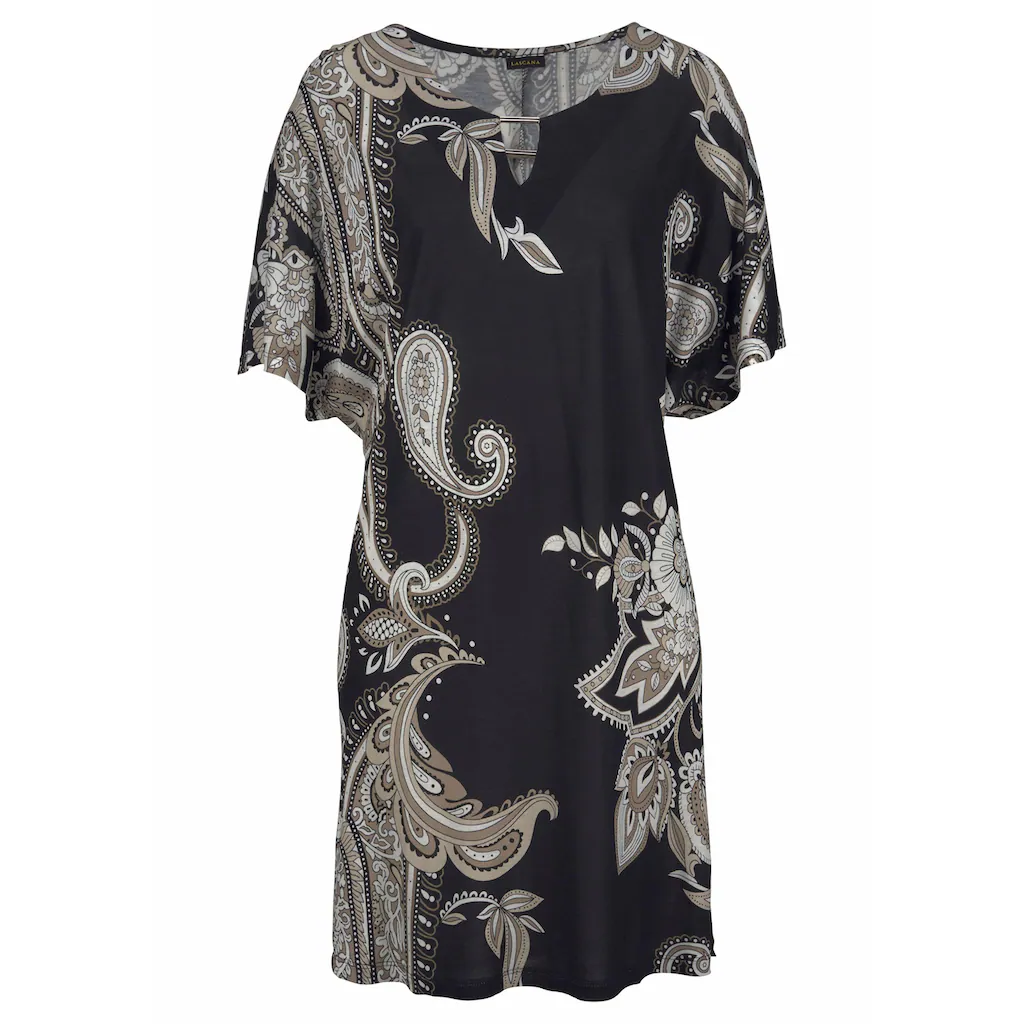 LASCANA Jerseykleid mit Zierdetail am Ausschnitt sommerliches Tunikakleid Strandkleid Verkauf