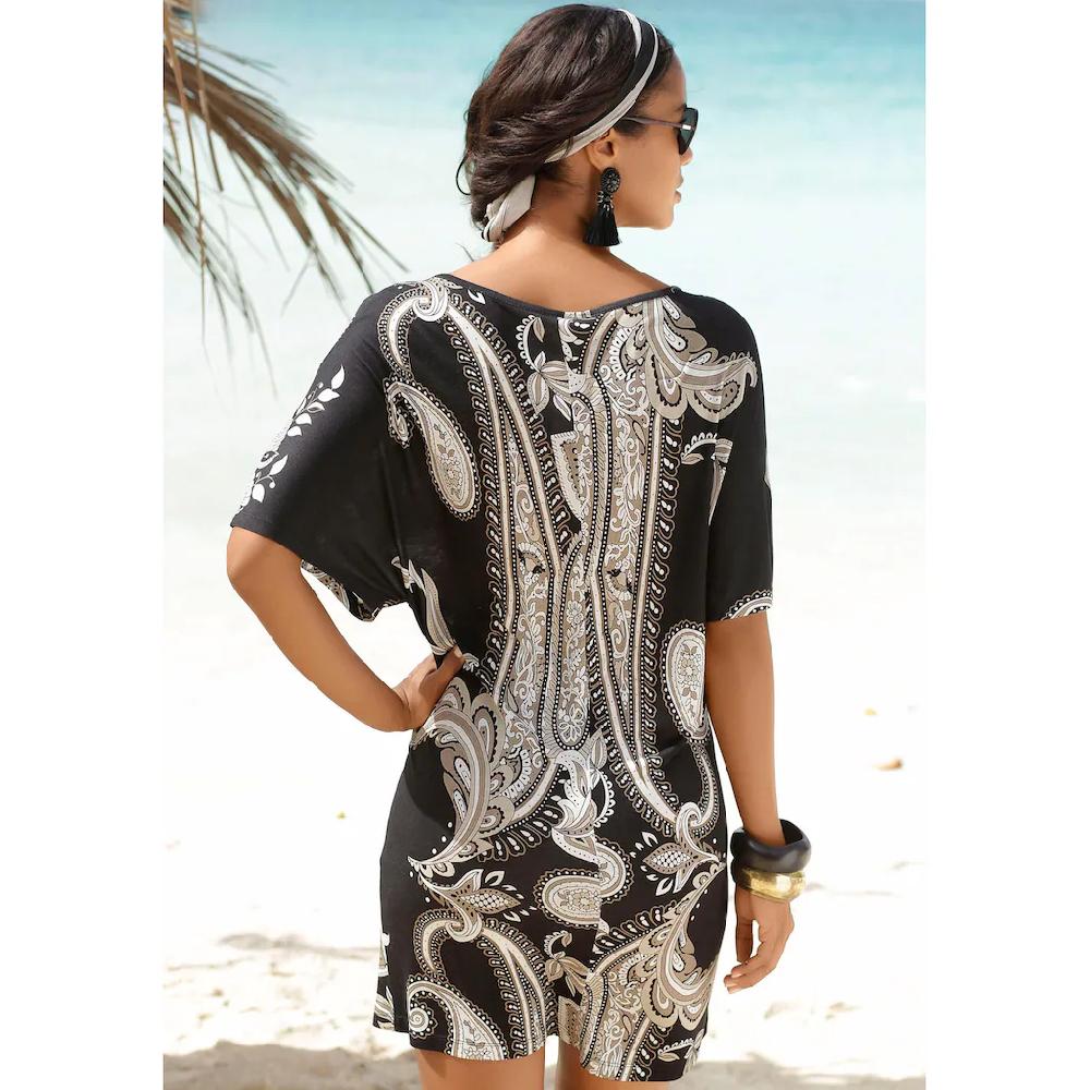 LASCANA Jerseykleid mit Zierdetail am Ausschnitt sommerliches Tunikakleid Strandkleid Verkauf