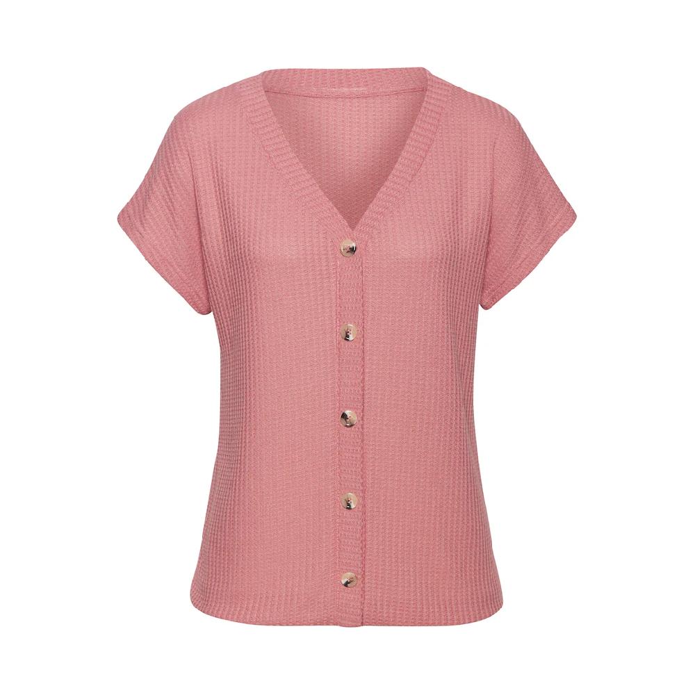 LASCANA Kurzarmshirt »mit Zierknopfleiste« aus weicher Piqué-Qualität Sonderangebot
