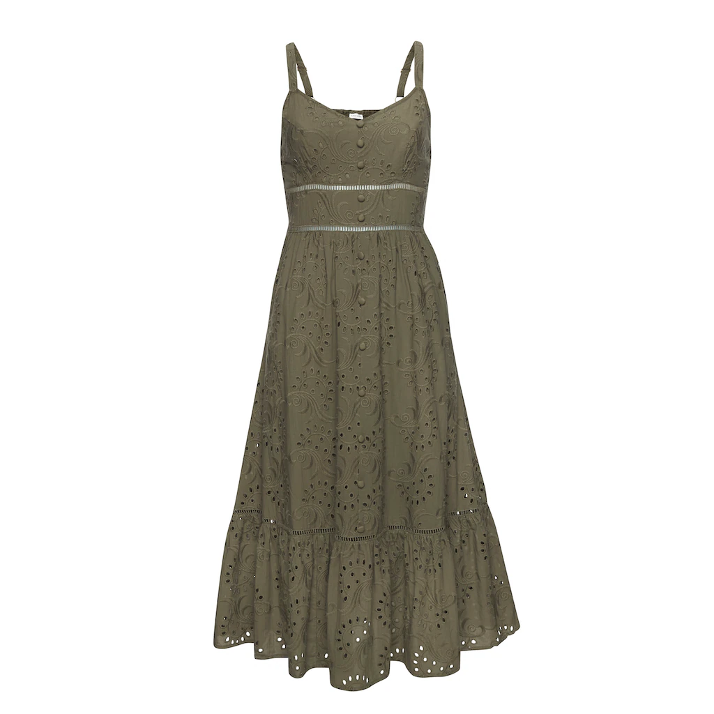 LASCANA Midikleid mit sommerlicher Lochstickerei