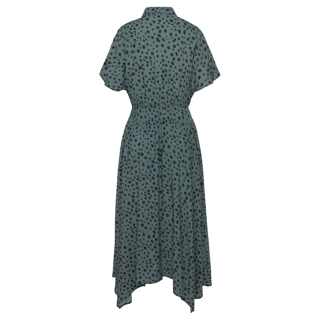 LASCANA Druckkleid mit Punktedruck und asymmetrischem Saum Hemdblusenkleid Midikleid Flash Sale
