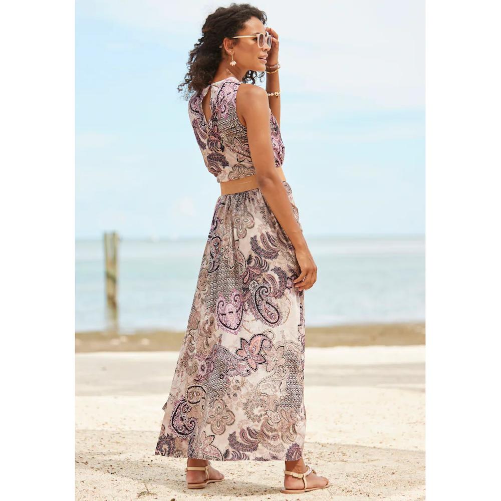 LASCANA Maxikleid mit Paisleyprint und Schlitz leichtes Sommerkleid Strandkleid Saisonschlussverkauf