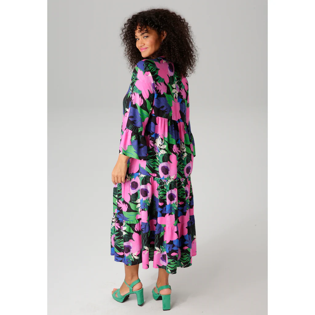 Aniston PLUS Midikleid mit farbenfrohem großflächigem Blumendruck - NEUE KOLLEKTION Muttertagsangebot